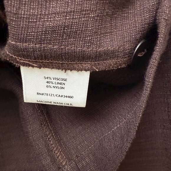 EILEEN FISHER Womens Jacket Large Brown Plum Linen Blend Light Blazer Lagenlook - Picture 8 of 8